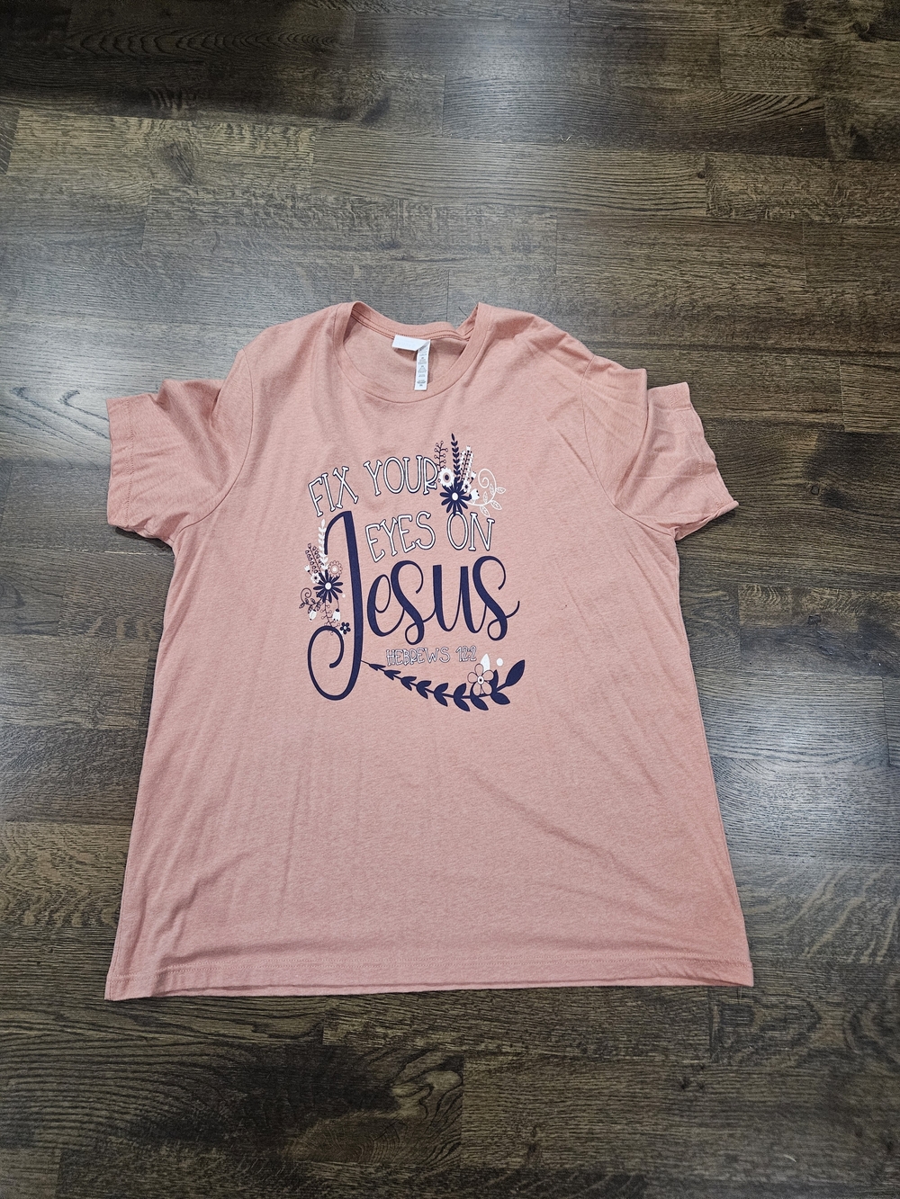 Bella Canvas 2x Dusty Rose Graphic Tee - 'Fix Your Eyes On Jesus'